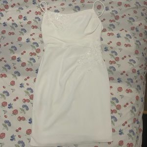 David’s Bridal 3D Floral Lace Mini Dress